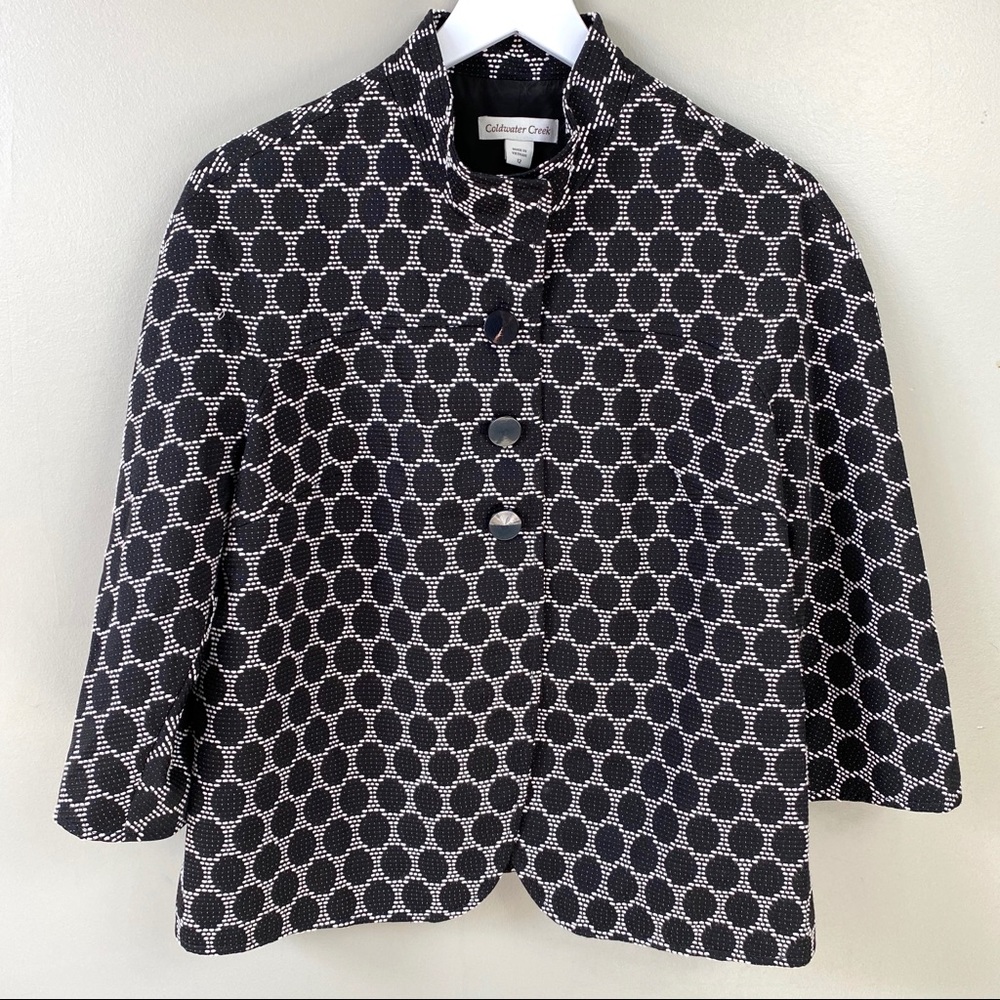 Coldwater Creek White & Black Dots Jacket Size 12